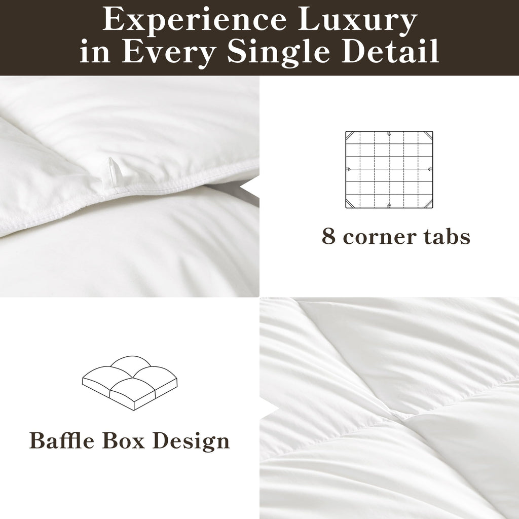 Goose Down Comforter Twin Size, All Season Duvet Insert with 100% Cotton Cover, Lightweight Bedding Comforter 68x90