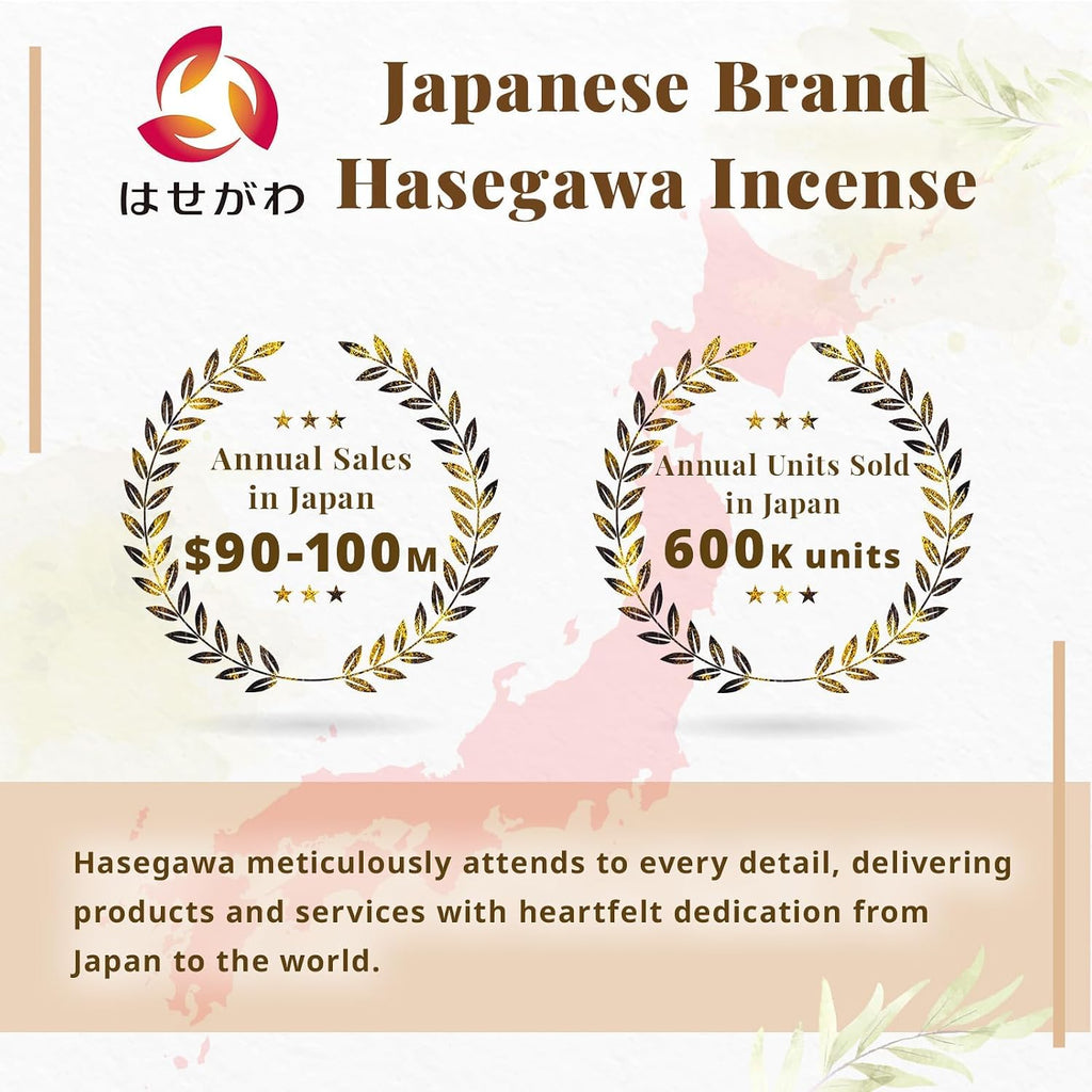 Hasegawa Hyakurakuko Premium Japanese Sandalwood Incense - Long Type, 40 Sticks with Aluminum Holder, 20-30 Min Burn