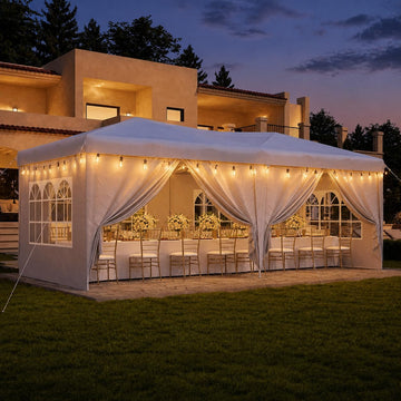 10x20 Pop Up Canopy Tent with LED Light, Party Tent, White