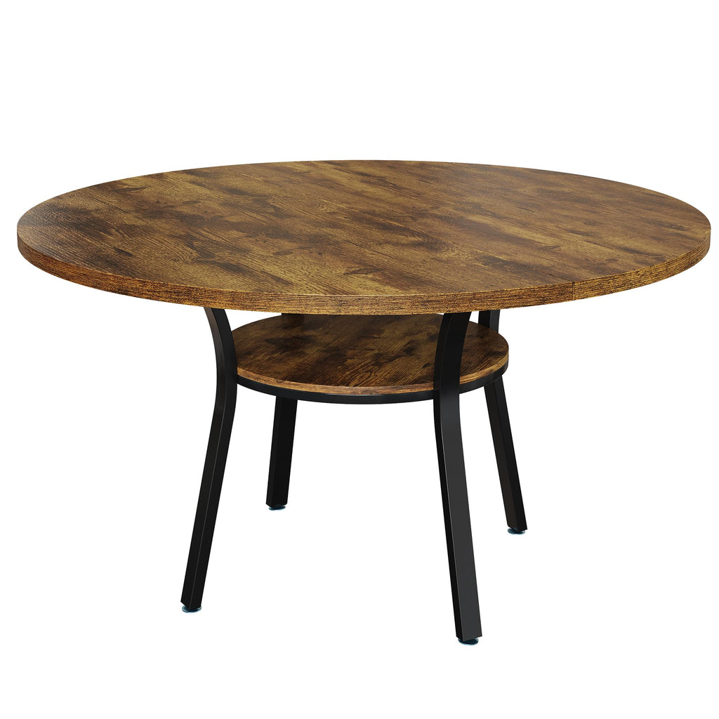 47'' Round Dining Table, Kitchen Table, Dinner Table, Rustic Brown