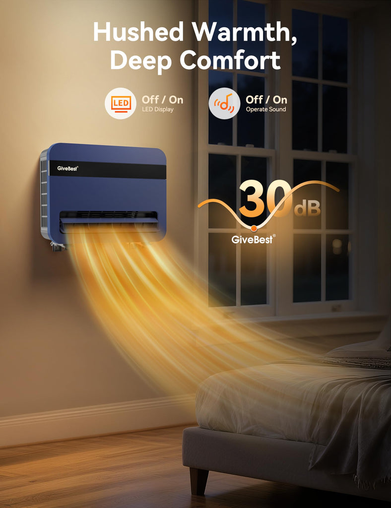 Wall-Heater-for-Indoor-Use, 1500W Electric-Space-Heater, 120°Vertical Oscillation,Works with Alexa, Adjustable