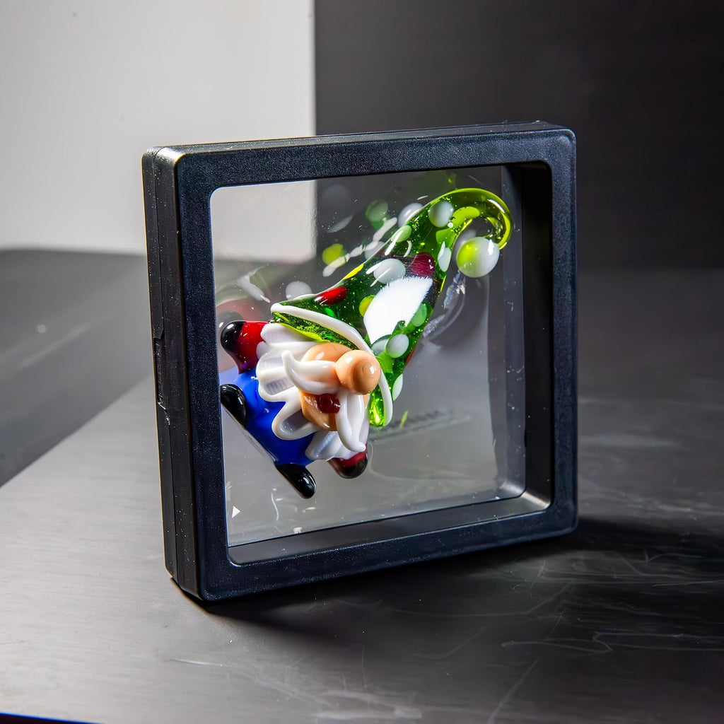 Hand-Blown Glass Gnome Figurine, 2.76" Miniature Tomte Art Sculpture, Whimsical Shelf Sitter, Holiday Collectible - Set of 4