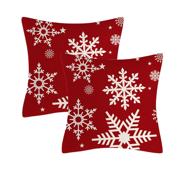 Winter White Snowflake Throw Pillows Farmhouse Decorative Throw Pillow Case Indoor Outdoor Cushion Cover Xmas Red