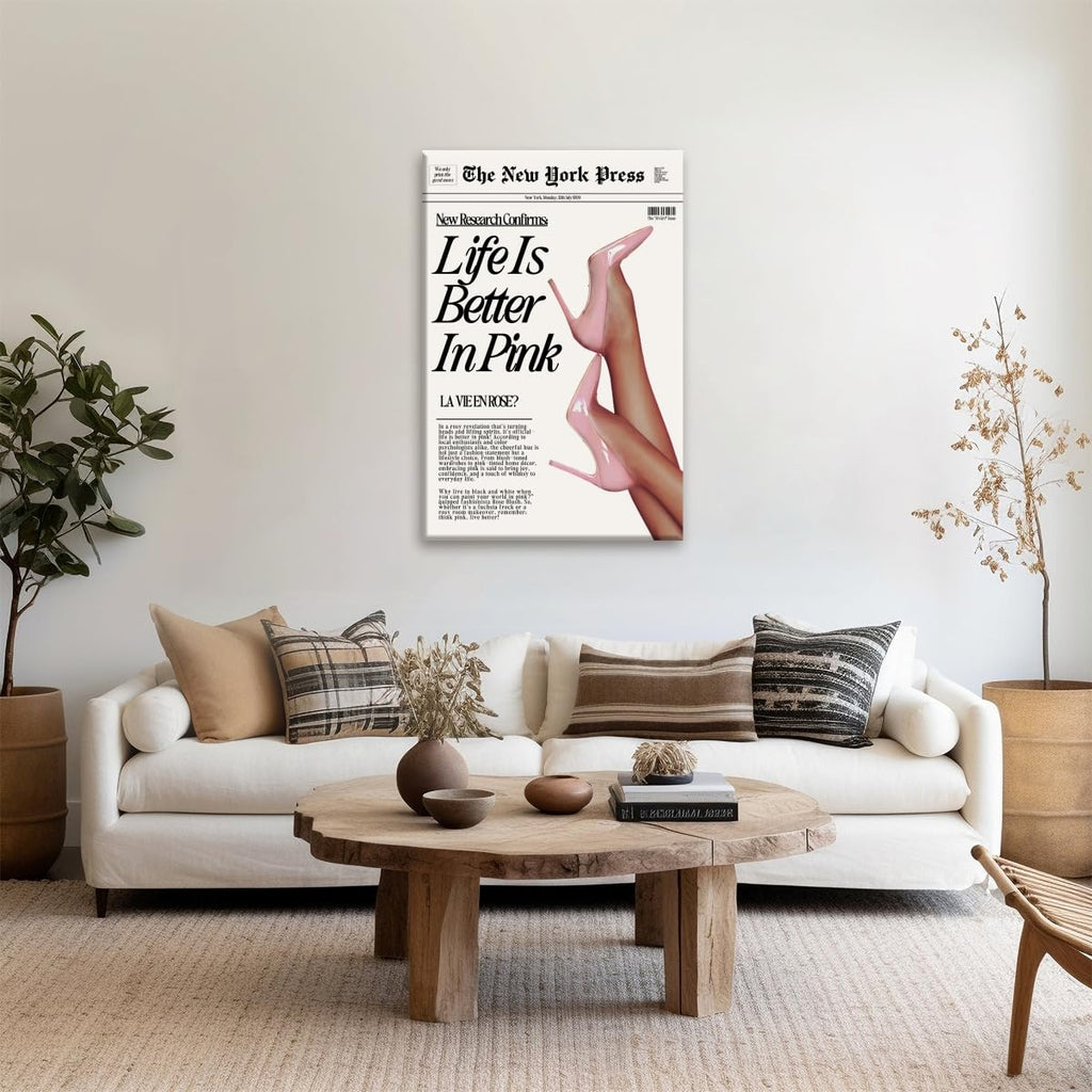 Trendy Baby Pink Poster 70s Canvas Prints The New York Press Wall Life Is Better in Pink Hot Girl Posters Preppy