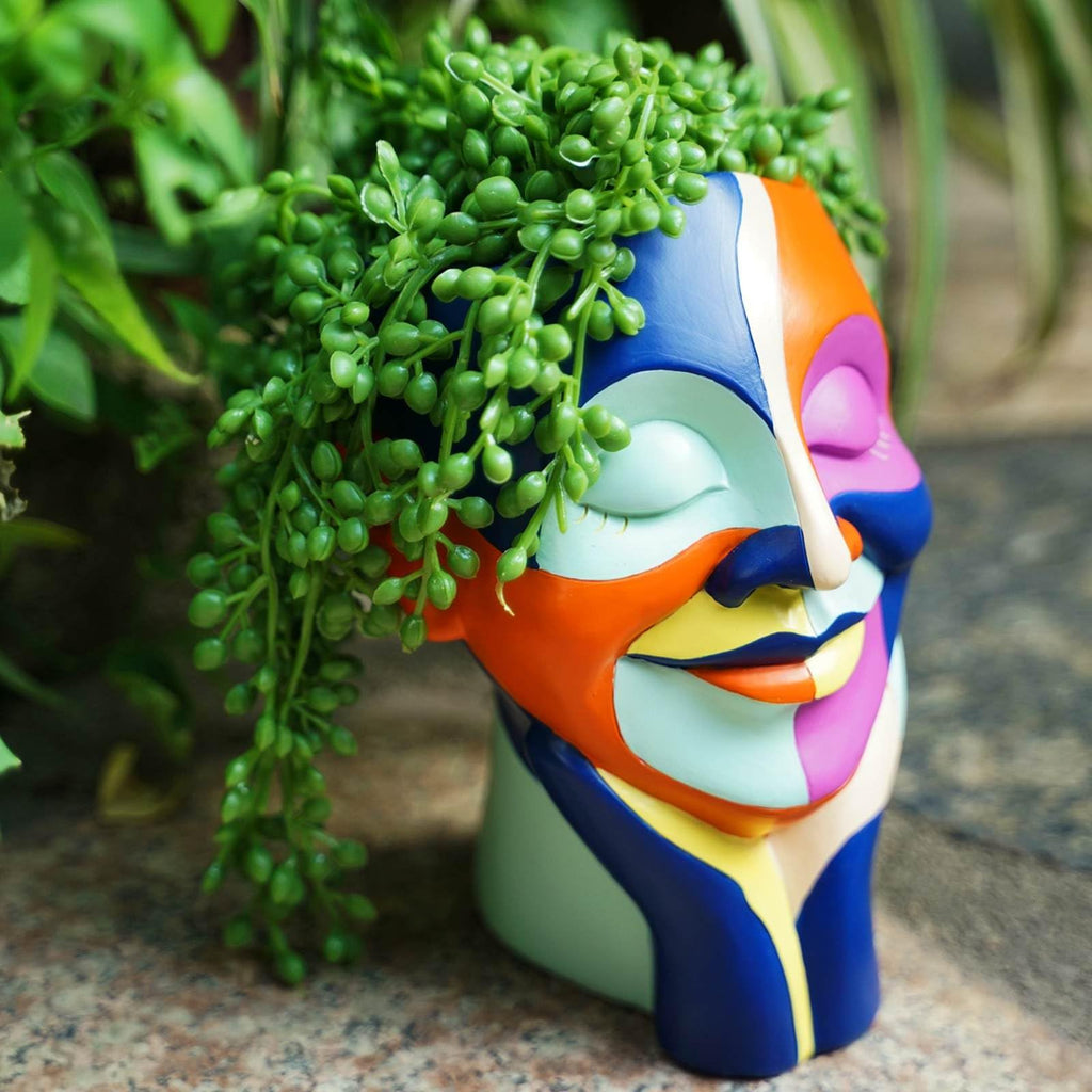 Rainbow Face Planters Pots Head, Funny Body Plant Pots for Decor, Resin Decorative Artistic Head Flower Pot, Hand