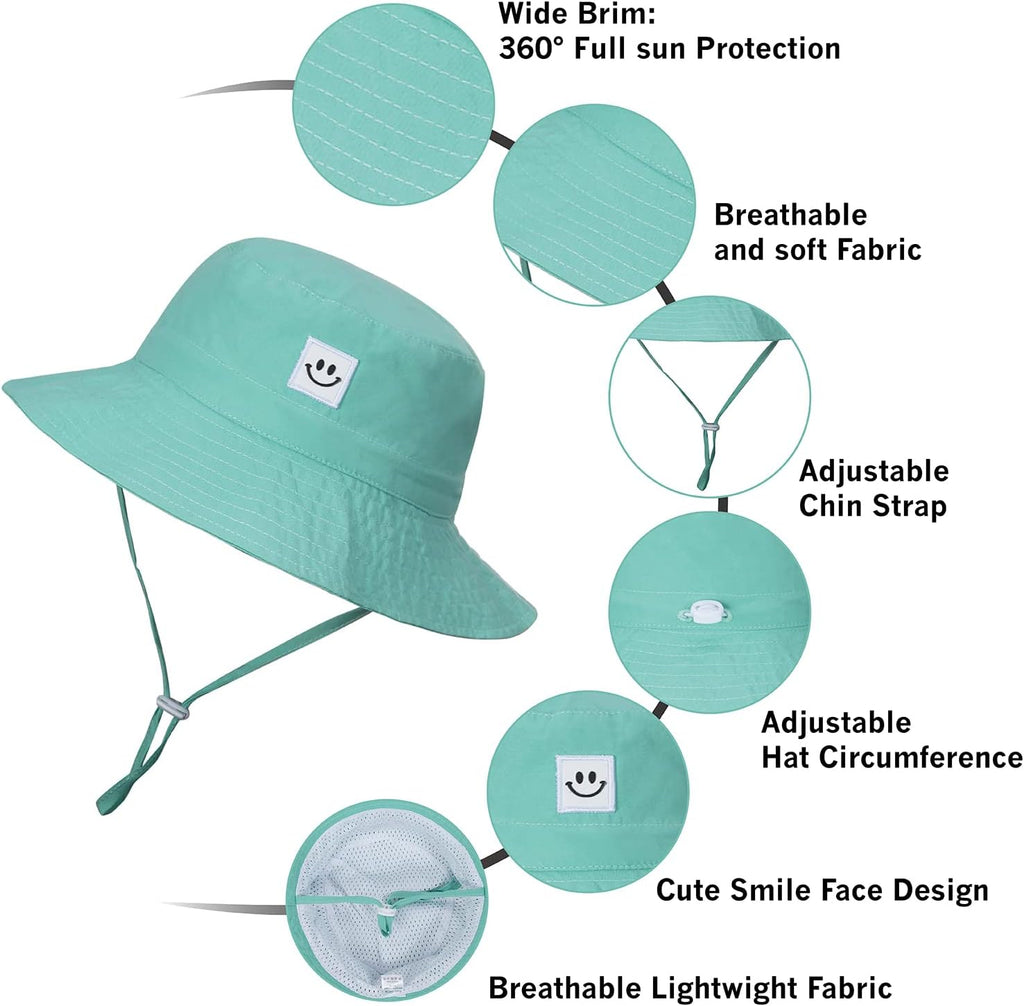 Baby Sun Hat Smile Face UPF 50+ Toddler Bucket Hat for Boys Girls