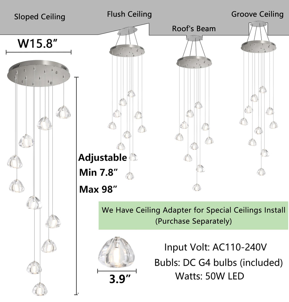 Glam Chandelier with LED Dimmable Bulbs Bubble Crystal Balls Glam Chandeliers High Ceiling Pendants Light Fixtures
