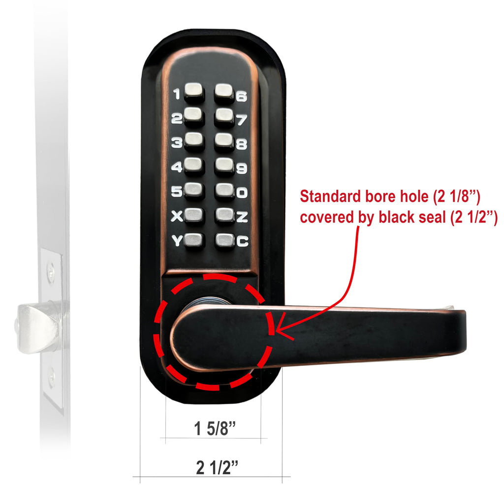 Single-Sided Keyless Entry Door Lock, Lever Handle OR Bronze