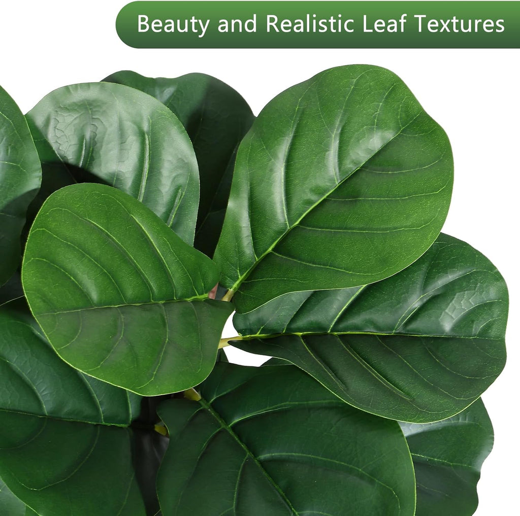 7ft Artificial Fiddle Leaf Fig Tree, 141 Realistic Faux Ficus Lyrata Leaves with 3D Veins, 9in White Ceramic Planter