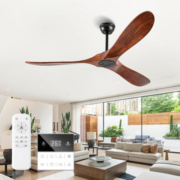 Inspired Maverick Style 60 Inch Solid Wood Ceiling Fans No Lights Remote Control,Large Outdoor Real Wood Ceilings Fan