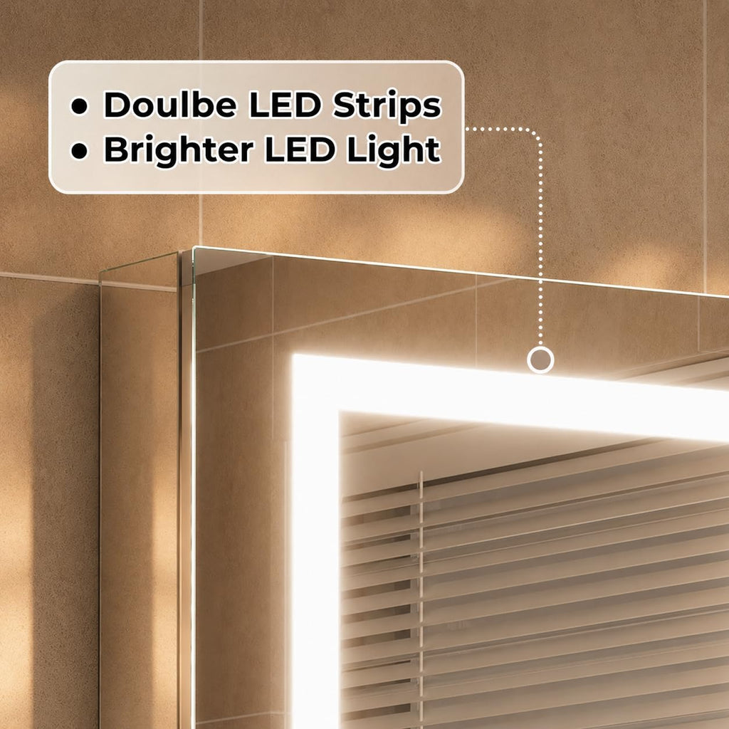 30" X 30" Bathroom LED Medicine Cabinet with Mirror, Medicine Cabinet with Lights, Bathroom Mirror with Storage