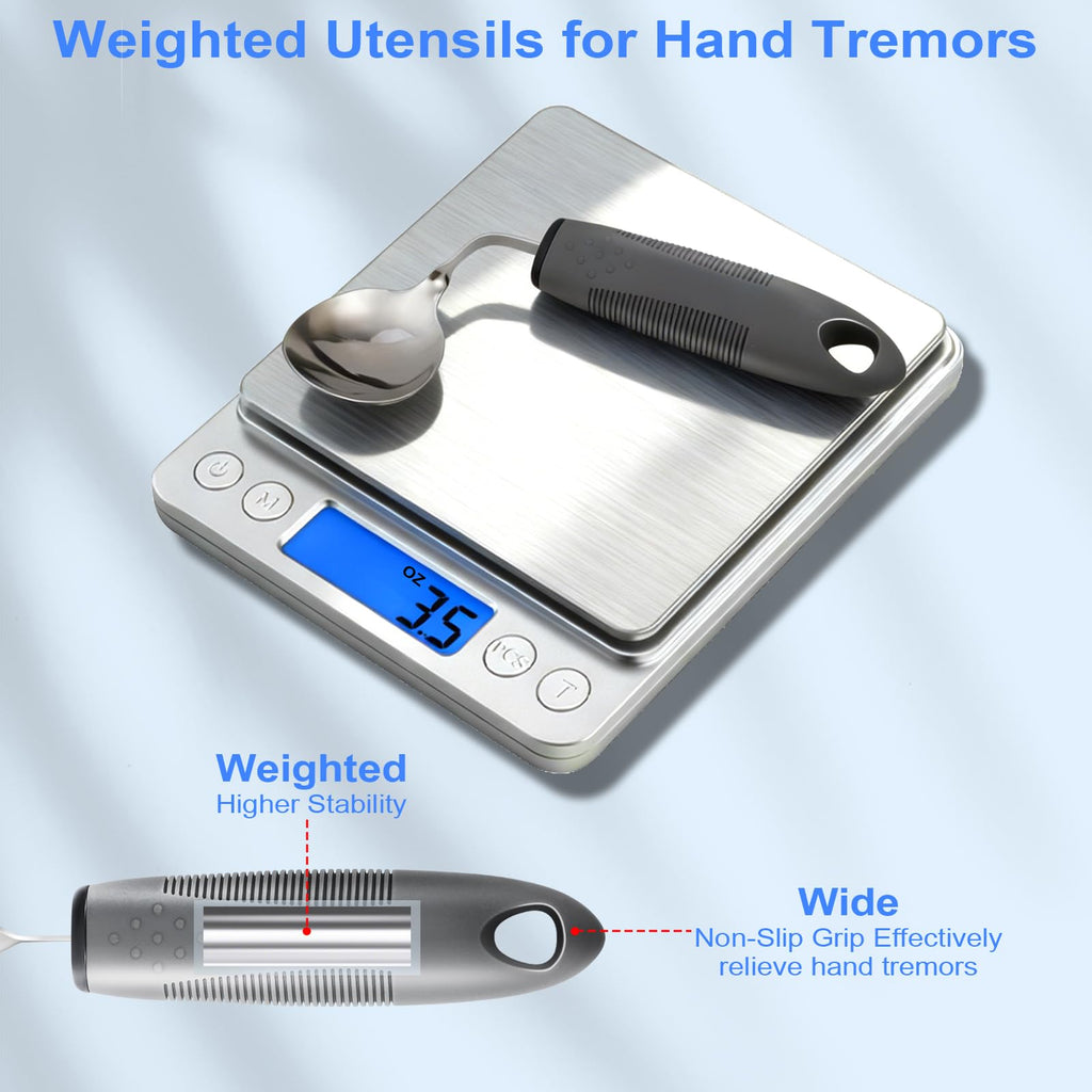 Bendable Adaptive Utensils, 4-Piece Heavy Duty, Stainless Steel Fork, Knife, and Spoon Adaptive Utensils Enhanced