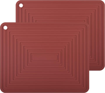 Silicone Trivets for Hot Dishes Pots and Pans, Red Hot Pads, Heat Resistant Mat for Counter, Multi-Purpose Silicone - Set of 2