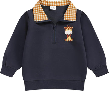 Toddler Boy Quarter Zip Collared Pullover Long Sleeve Fall Winter Baby Boy Clothes Outfit 12M