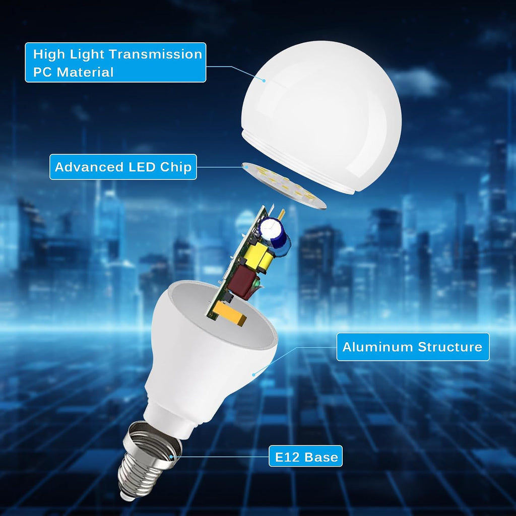 E12 Candelabra LED Ceiling Fan Light Bulbs 2700K Warm White 6 Pack