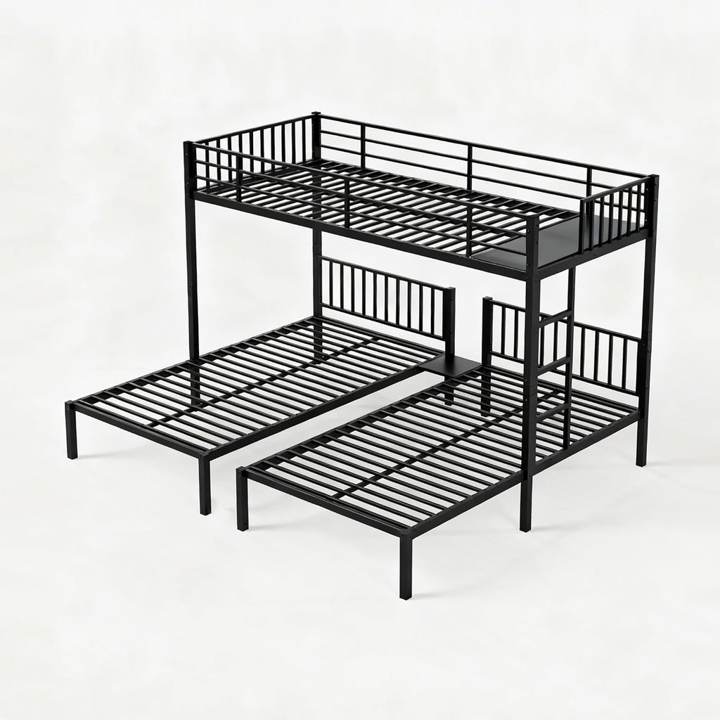 Twin Triple Bunk Bed for Kids, Teens,Adults, Metal Twin XL Bunk Beds for 3, 3 bunk Bed for 3 Kids, Adults（Heavy Metal