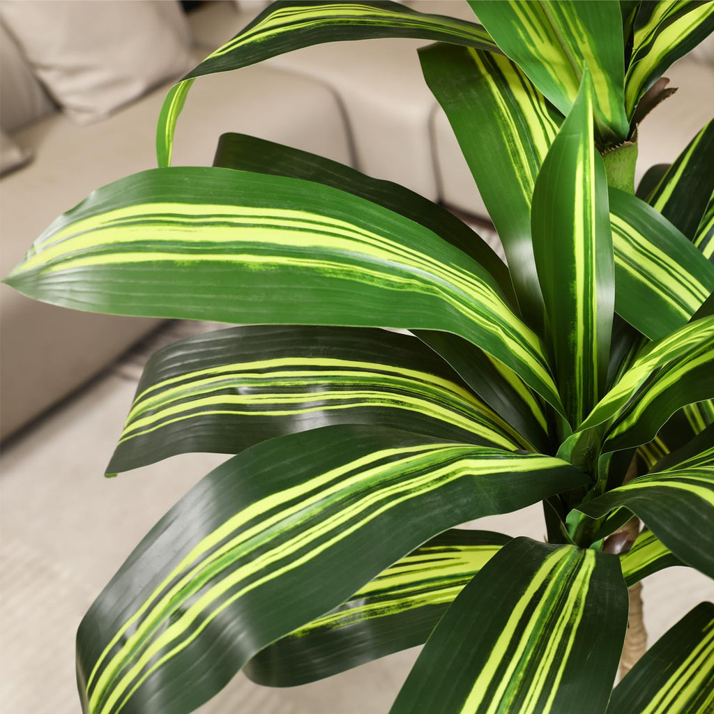 Artificial Dracaena Tree, 6FT UV Resistant Fake Plants with Brown Taper Planter, Lifelike Tall Artificial Floor