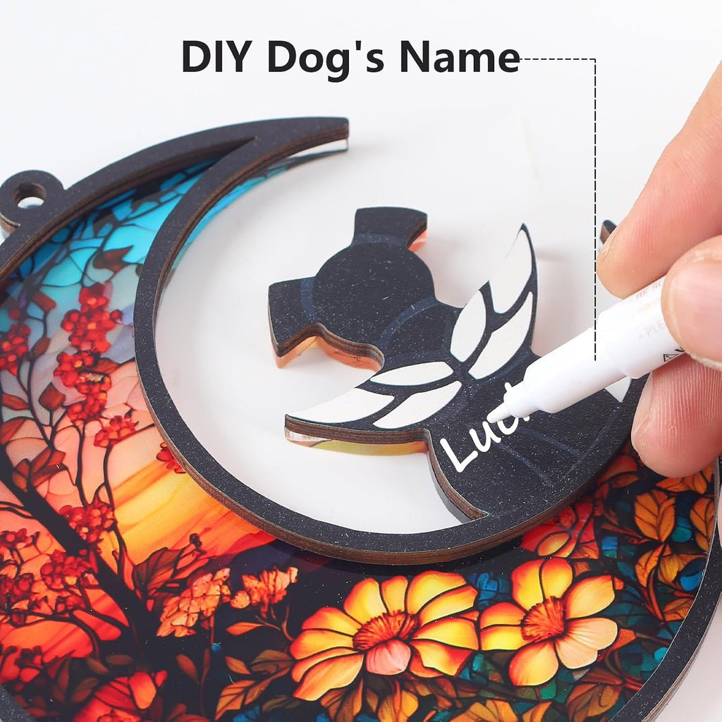 DIY Dog Memorial Suncatcher with Sympathy Card, Pet Loss Sympathy Gift, Dog Remembrance Gift for Window Hanging