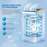 25LBS Portable Washing Machine, Full-Automatic Electric Laundry Machine with Stainless Steel Drum, Compact Washer and