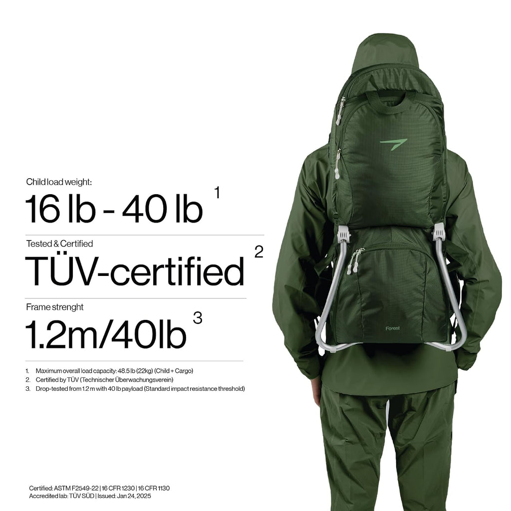 TM Forest - Scandinavian Hiking Baby Carrier Backpack - Gravity LockTM Hard-Shell Frame - Nest Child Carrier