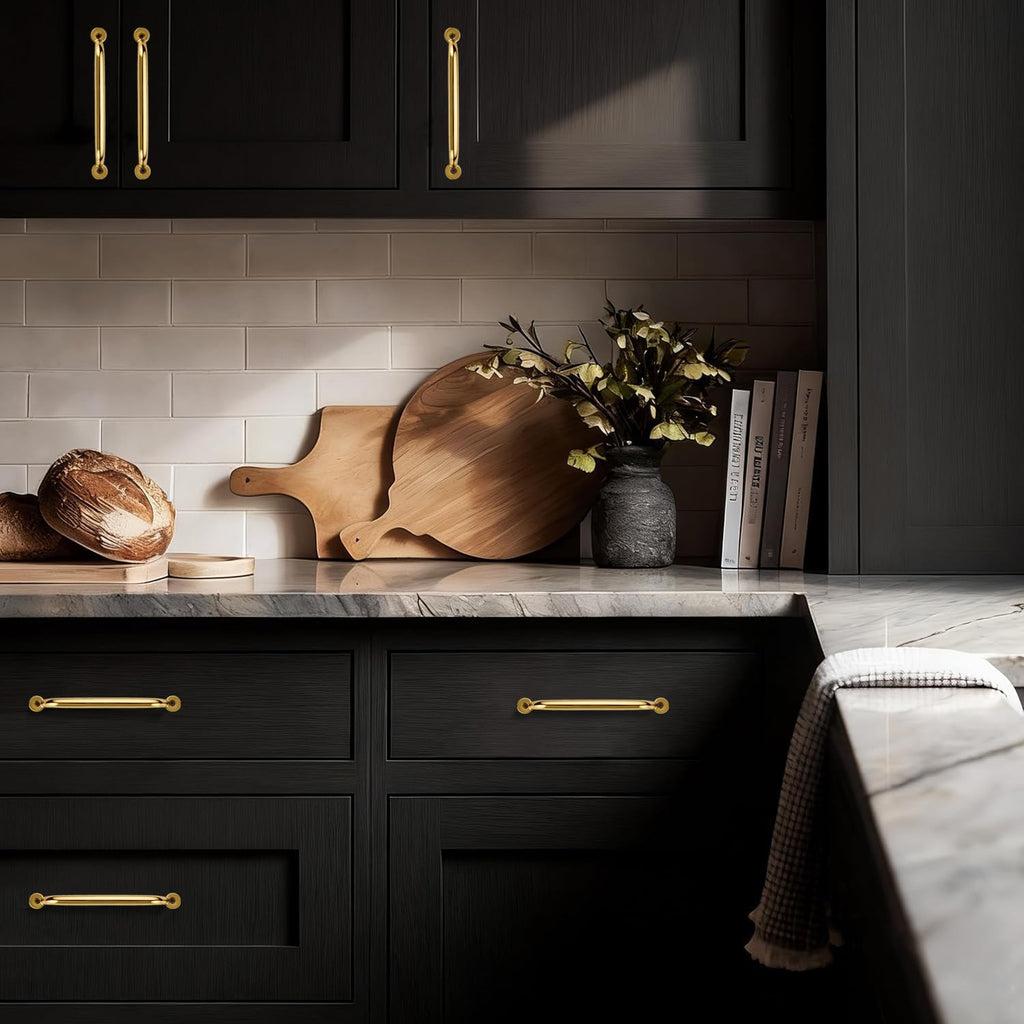Luxury 1 Pack 100% Solid Brass Cabinet Pulls, 18" Center-to-Hole Pulls in Unlacquered Brass Finish for Drawers & Doors
