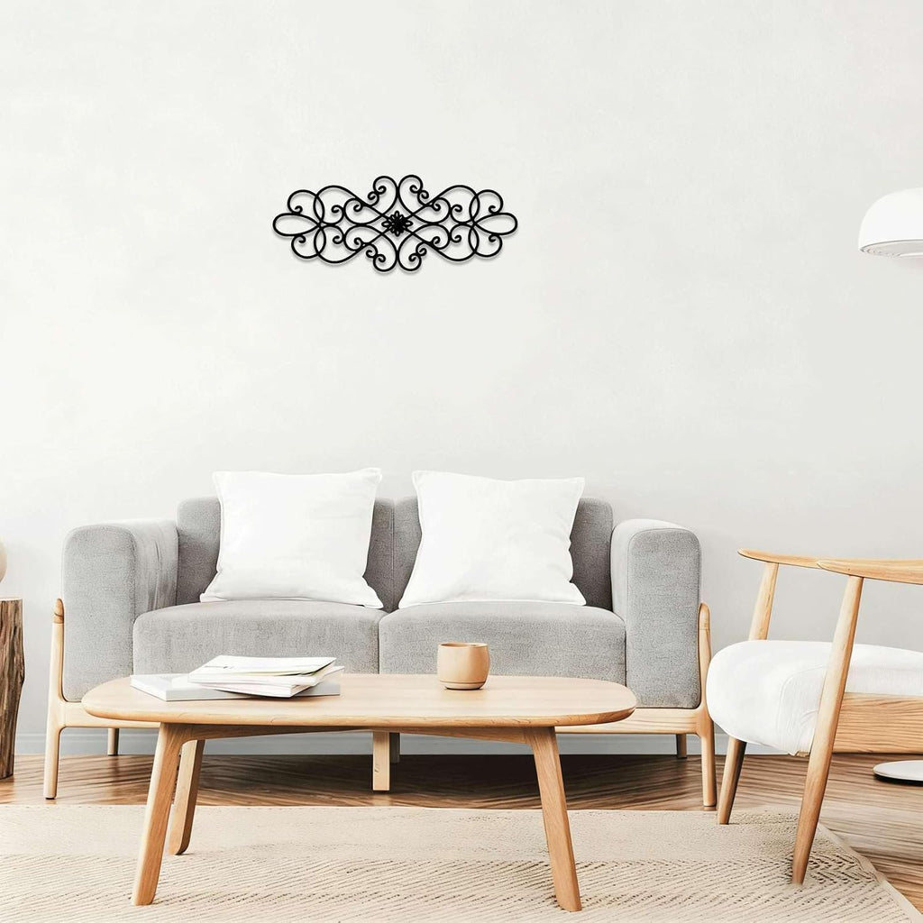 Elegant Scroll Pattern Black Metal Wall Art Metal Outdoor Decor Metal Signs Wall Art Decor Vintage Rustic Farmhouse - Set of 5