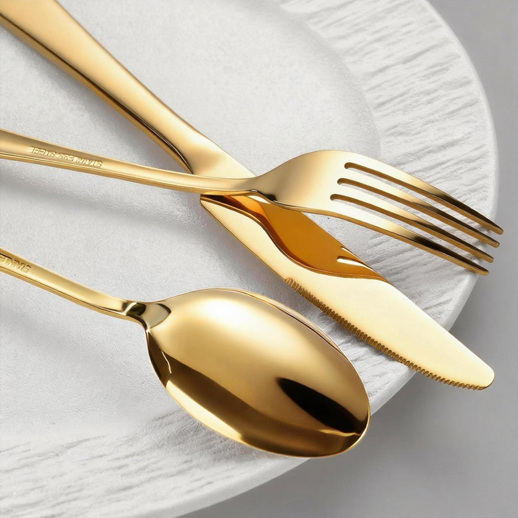60 Piece Gold Silverware Set for 20, Stainless Steel Forks Spoons and Knives Set, Finish Gold Flatware, Dishwasher