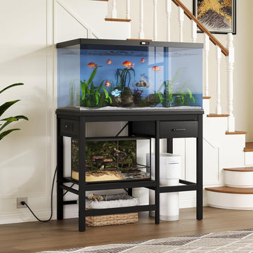 40-50 Gallon Fish Tank Stand with Power Outlet, Aquarium Stand with 3-Tier Adjustable Storage Shelves, Fish Stand