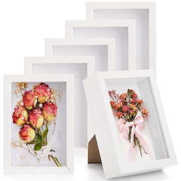 6 Pack 4 x 6 Inches Shadow Box Frame, Small Wood Frame Memory Display Cases, 1.2in Depth Picture Frame Case for Dried
