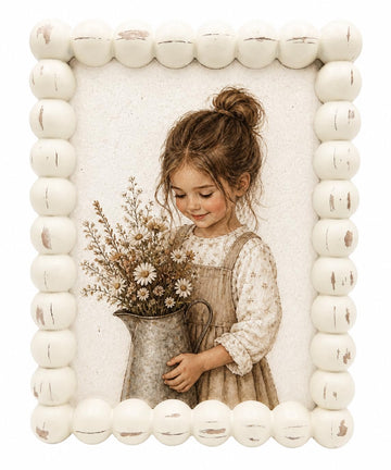 5x7 Farmhouse Picture Frames Boho Unique White Beaded Photo Frame