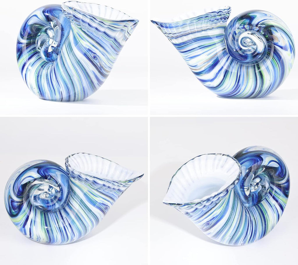 Hand Blown Glass Shell Decoration, Art Glass Conch Sculpture, Colorful Shell Statue for Room Office Coffee Table - Set of 20
