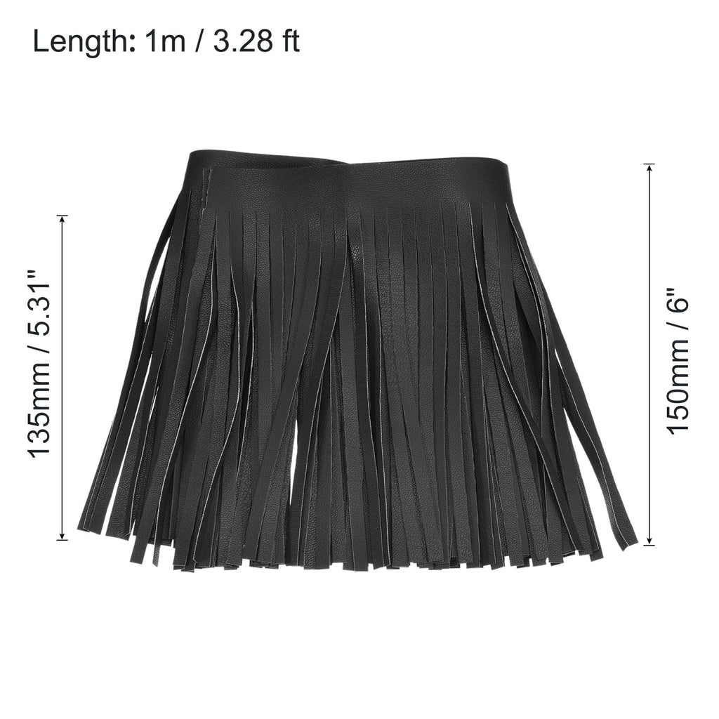6 Inch PU Leather Suede Fringe Trim Double Side Leather Sewing Tassel Fringe for DIY Sewing Dress Crafts Skirt - 1 Yard