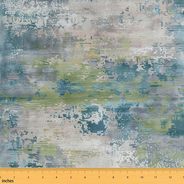 Watercolor Abstract Fabric by the Yard, Teal Blue Green Tie Dye