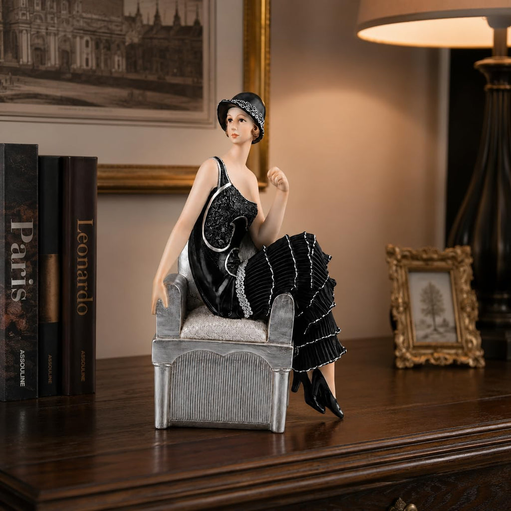 10 Inch Victorian Figurine, Vintage Lady Statuette