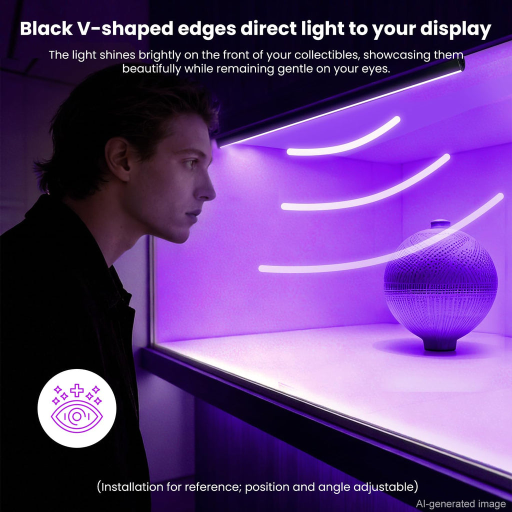Black RGB LED Shelf Lights, Smart Bookshelf Lights Compatible with Alexa WiFi Dimmable for Display Case, Bookcase