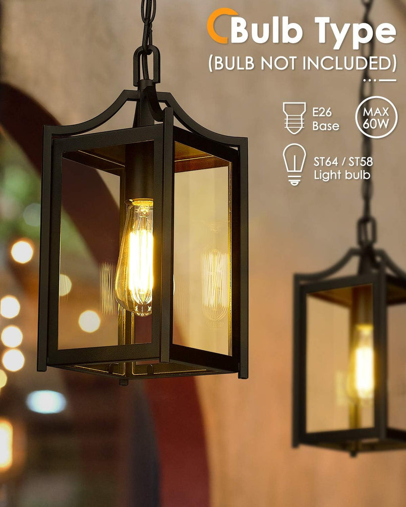 Outdoor Pendant Light, 14" Modern Hanging Chandelier with Adjustable Chain