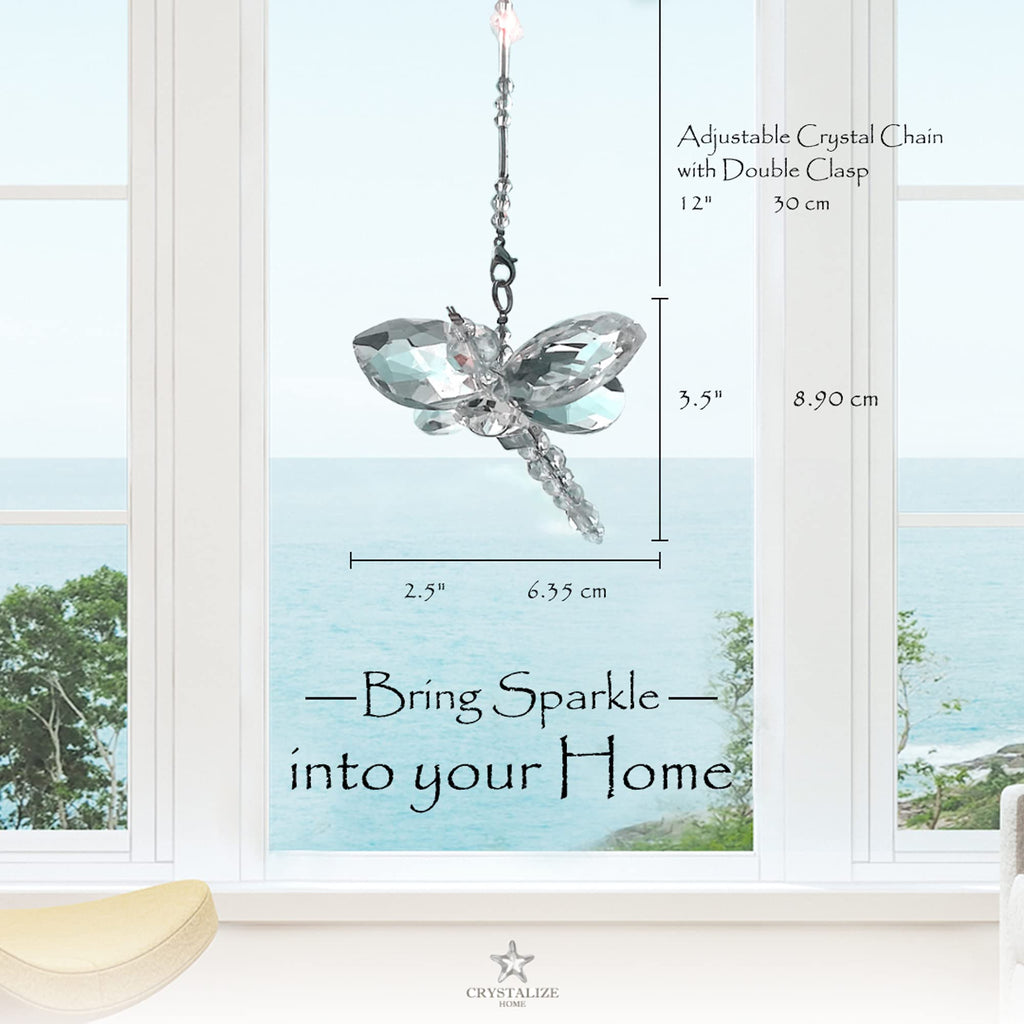 Crystal Dragonfly Suncatcher - Prism Rainbow Maker for Car, Garden, Home & Window Décor - Dragonfly Charm Gift for
