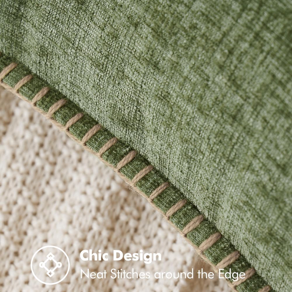 Pack of 2 Couch Throw Pillow Covers 18x18 Inch Sage Green Farmhouse Decorative Pillow Covers with Stitched Edge Soft