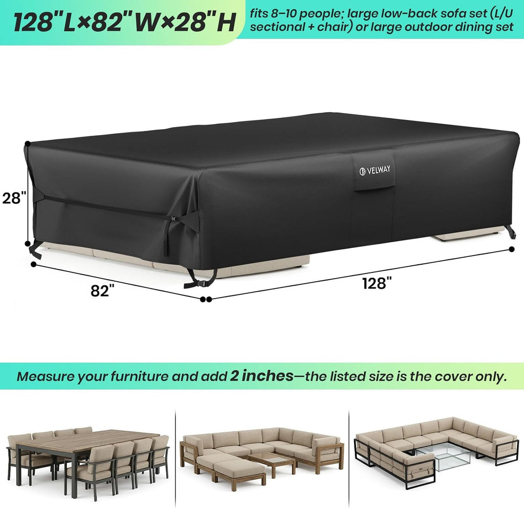 Patio Furniture Cover Waterproof - 420D Heavy Duty Outdoor Furniture Cover with Buckles & Air Vent, Windproof Patio