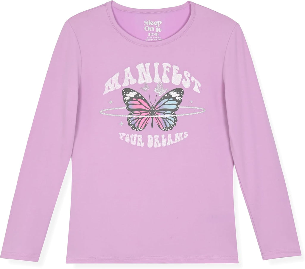 Girls Fleece Pajama Set Long Sleeve Tops & Fleece Pants Soft Kids Sleepwear Multipack Cute Prints