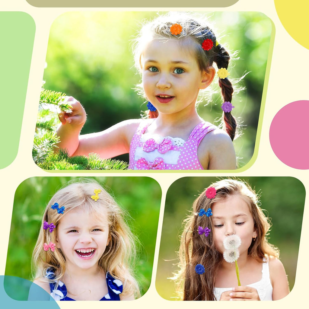 60 Pcs Girls Barrettes Hair Clips Ponytail Ties, ovely Style