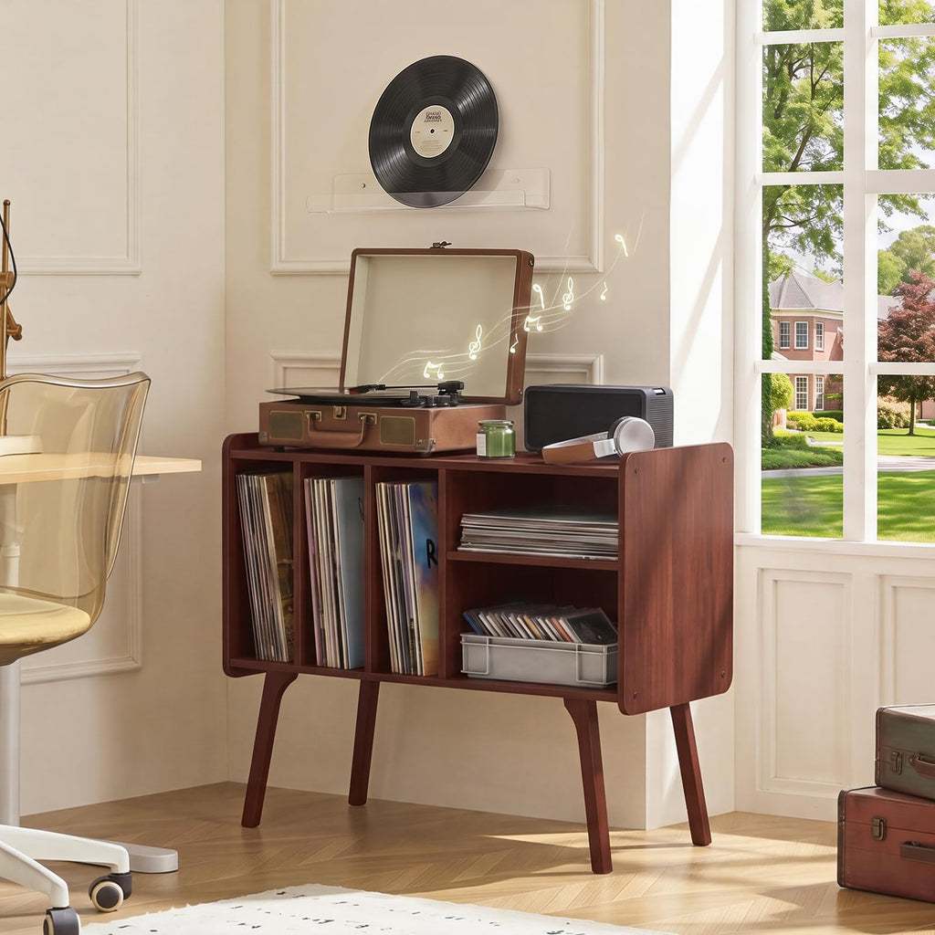 Large Record Player Stand, 32" Turntable Stand, Walnut