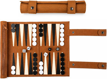 Travel Backgammon Set, Roll Up Backgammon Game Set, 12.6 X 10