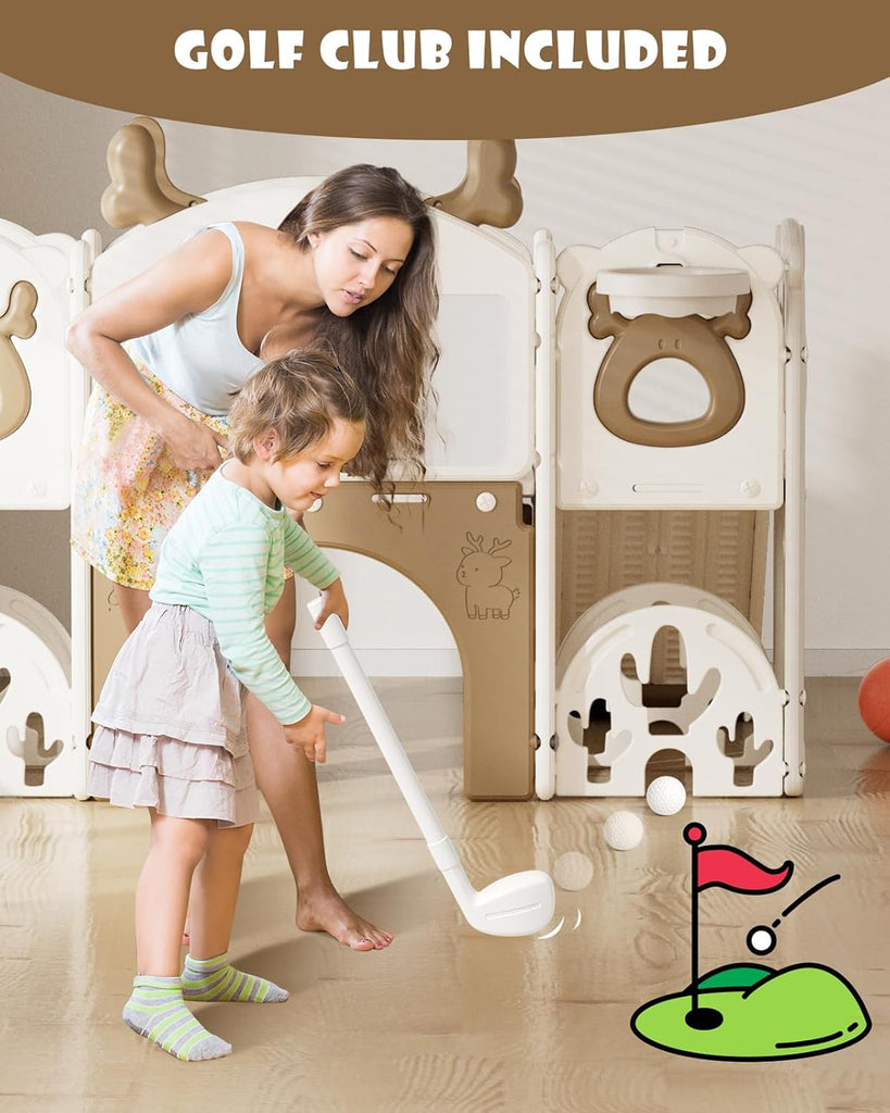 13 in 1 Toddler Slide Set, Kids Slide for Toddlers Age 1+ (Brown)