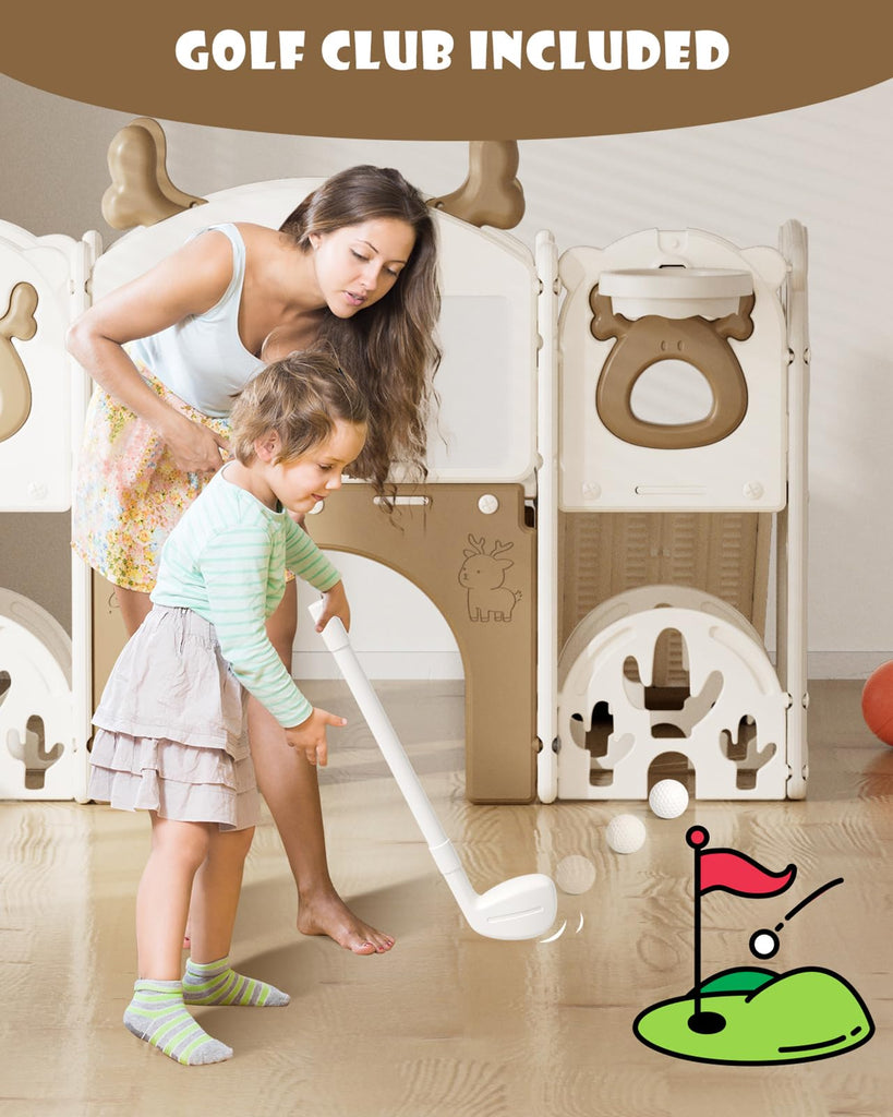 Toddler Slide, 13 in 1 Kids Slide for Toddlers, New Upgrade with Golf Set, Basketball Hoop, Drawing Board for Indoor