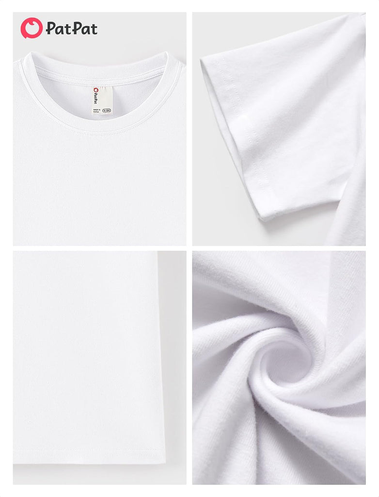 Boys Cotton Short Sleeve T-Shirt Kids Crewneck Tops Plain Basic Tees