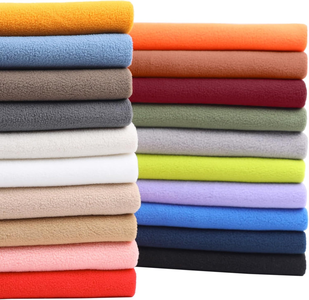 Knitted Polar Fleece Fabric, 10 x 10 inches, 20 Colors, Anti-Pill Plush Polyester for DIY Sewing Crafts (20 Colors)