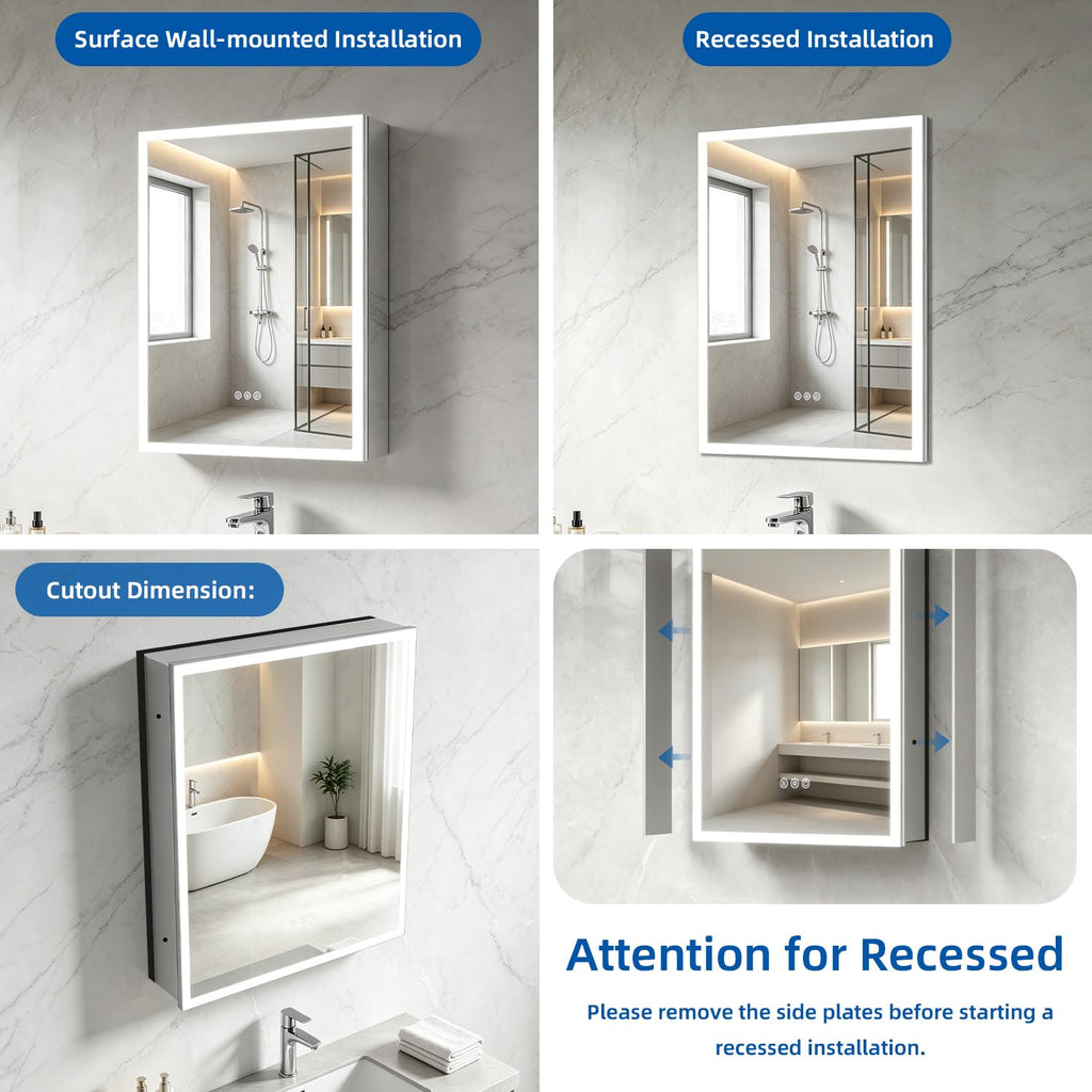 30x26 LED Medicine Cabinet Mirror with Lights