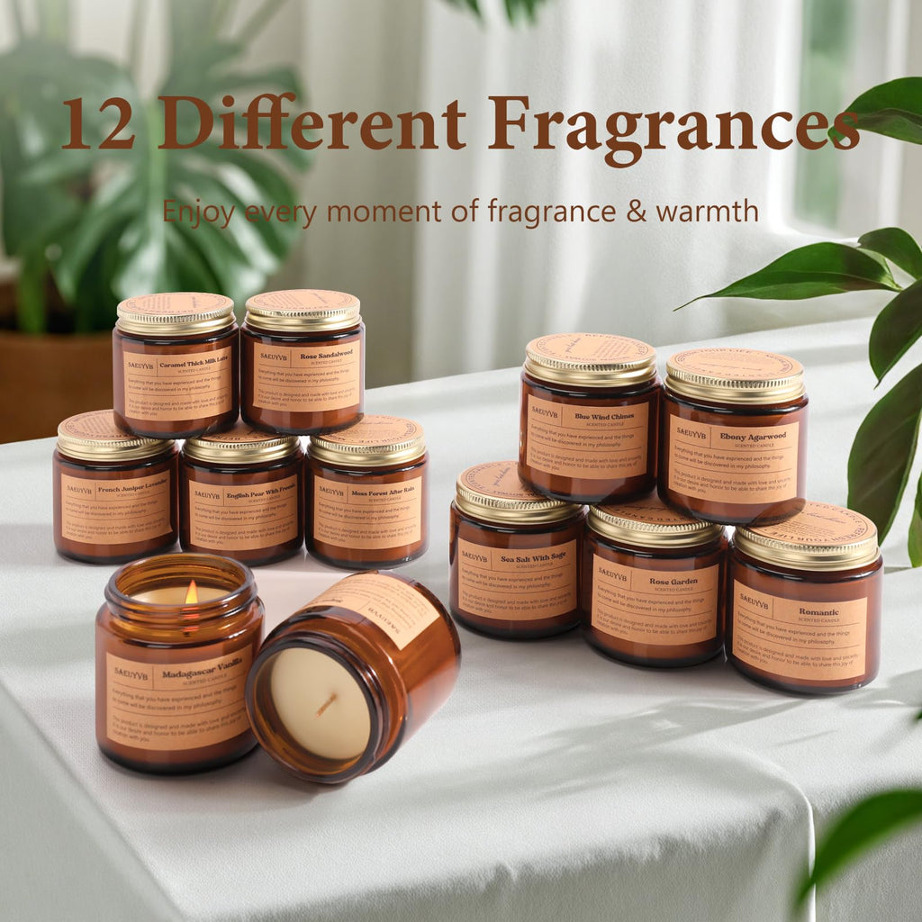 12 Pack Scented Candles Gift Set, Natural Soy Aromatherapy