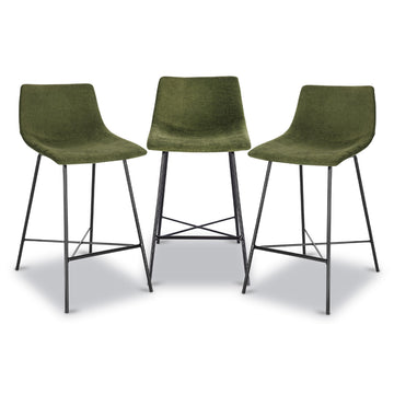 Paxton Leather Counter Stools 24 Inches - Set of 3 - Counter Height Bar Stools - Barstools Island or Counters - Faux